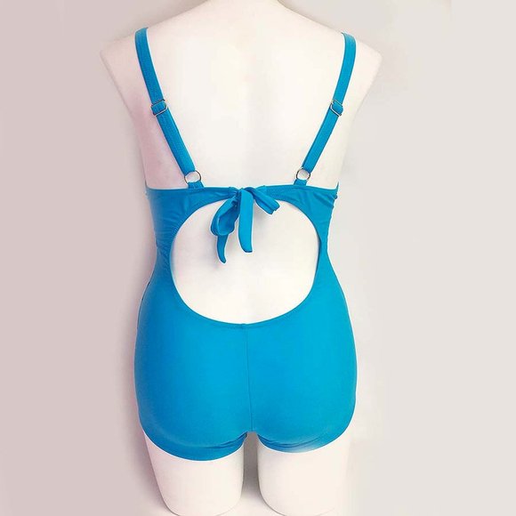 1pc Aqua Blue Swimwear Womens Size 10 Fashion Paisley Print One Piece Swimsuit - Picture 5 of 9